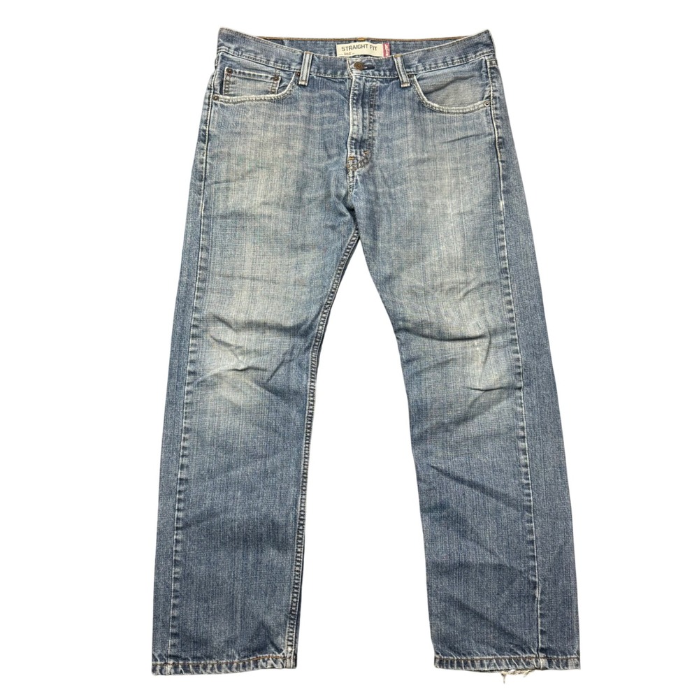 Levis 505 Jeans Men's 33x30 (34x29) Blue Straight Leg Faded Distressed Denim Y2K